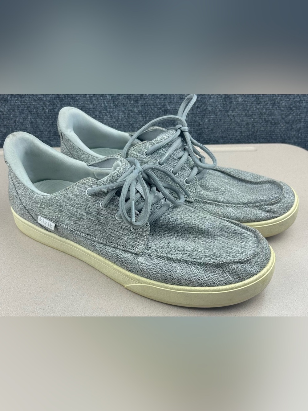 Kizik Porto Canvas Slip-On Shoes Moc Toe Gray Men’s Sz 10 Womens 11.5 Wide
